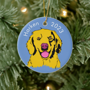 Golden Retriever Pop Art Ceramic Ornament