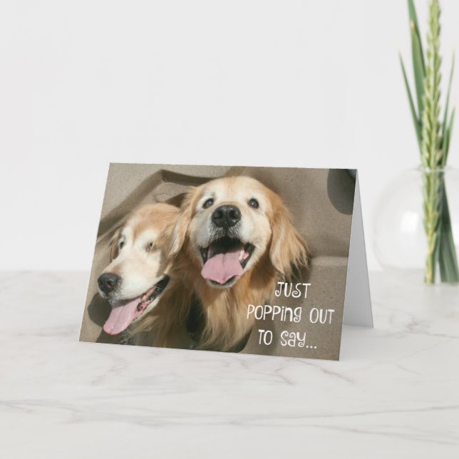 Golden Retriever Popping Out To Say You're Awesome Card (Front)