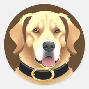 Golden Retriever Portrait Classic Round Sticker