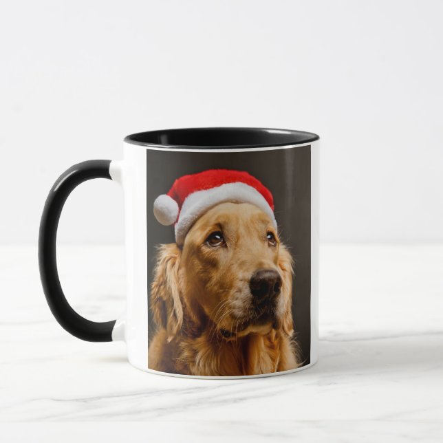 Golden Retriever posing for his Christmas Mug (Left)