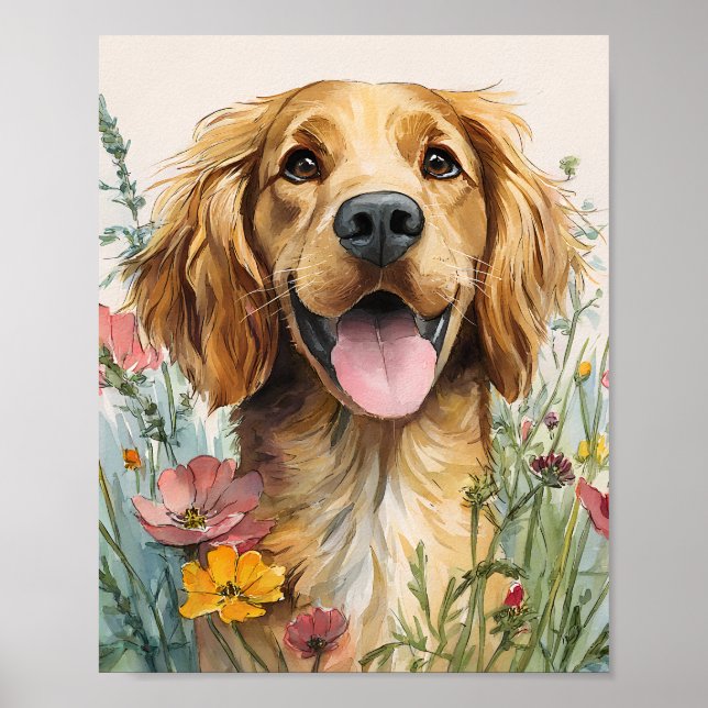 Golden Retriever Poster - Cute Golden Retriever Wa (Front)