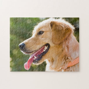Golden Retriever Profile With Tongue Out Jigsaw Puzzle