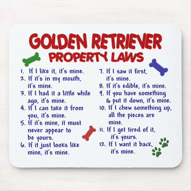 Golden Retriever Property Laws 2 Mouse Pad (Front)