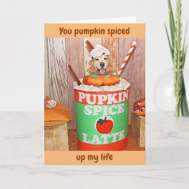 Golden Retriever Pumpkin Spice Latte Thank You Card (Front)