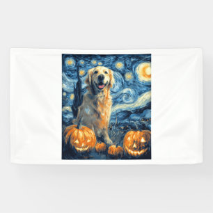Golden Retriever Pumpkin Starry Night Dog Mom Van Banner