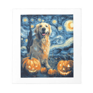 Golden Retriever Pumpkin Starry Night Dog Mom Van Notepad