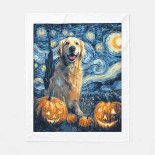 Golden Retriever Pumpkin Starry Night Dog Mum Van Fleece Blanket