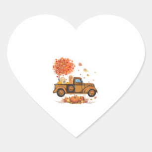 Golden Retriever Pumpkin Truck Autumn Leaf Fall th Heart Sticker