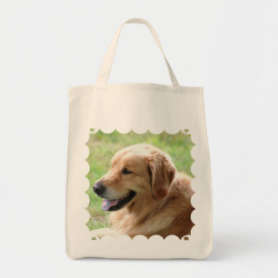 Golden Retriever Pup Grocery Tote Bag