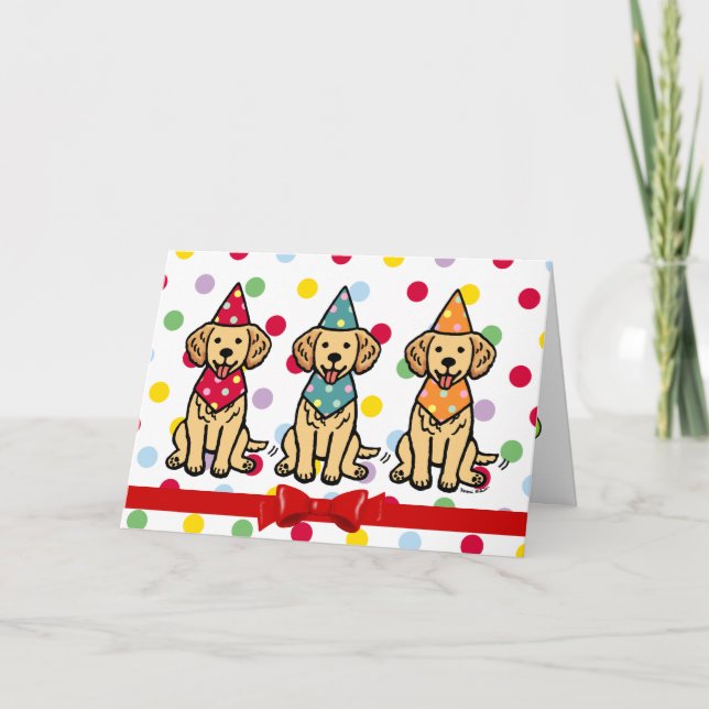 Golden Retriever Puppies Birthday Card (Front)