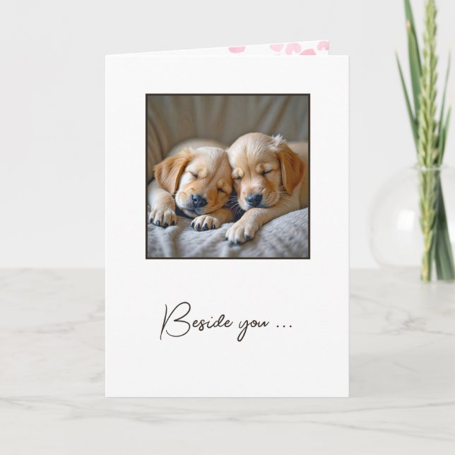 Golden Retriever Puppies For Anniversary Card (Front)