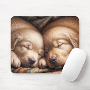Golden Retriever Puppies In Peaceful Slumber Mouse Pad