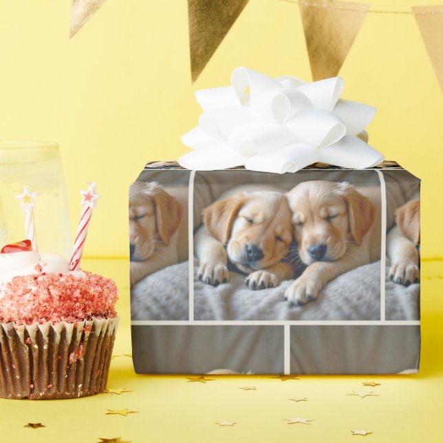 Golden Retriever Puppies Sleeping Wrapping Paper (Birthday Party)
