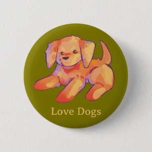 Golden retriever puppy 6 cm round badge