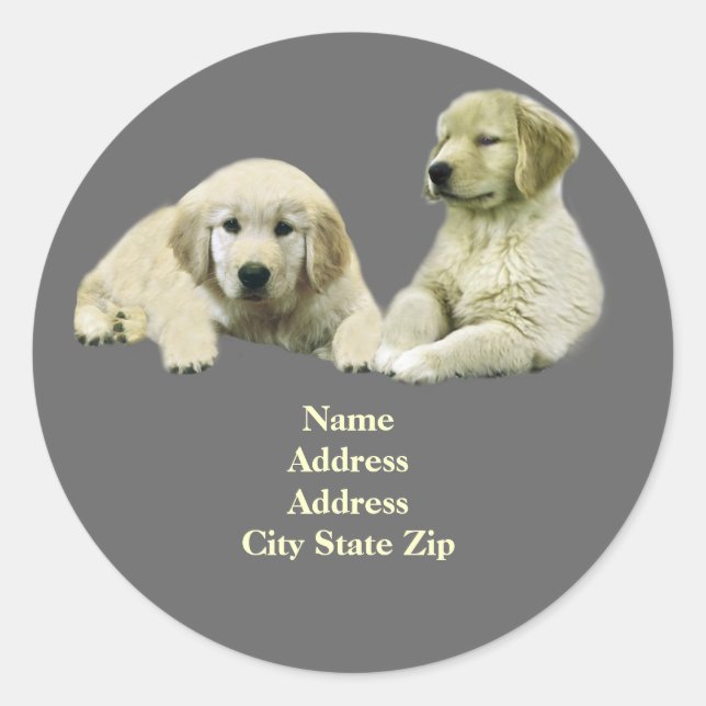 Golden Retriever Puppy Address Label (Front)