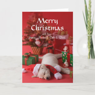 Golden Retriever Puppy and Christmas 2 Holiday Card