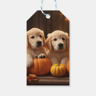 Golden Retriever Puppy Autumn Delight Pumpkin Gift Tags