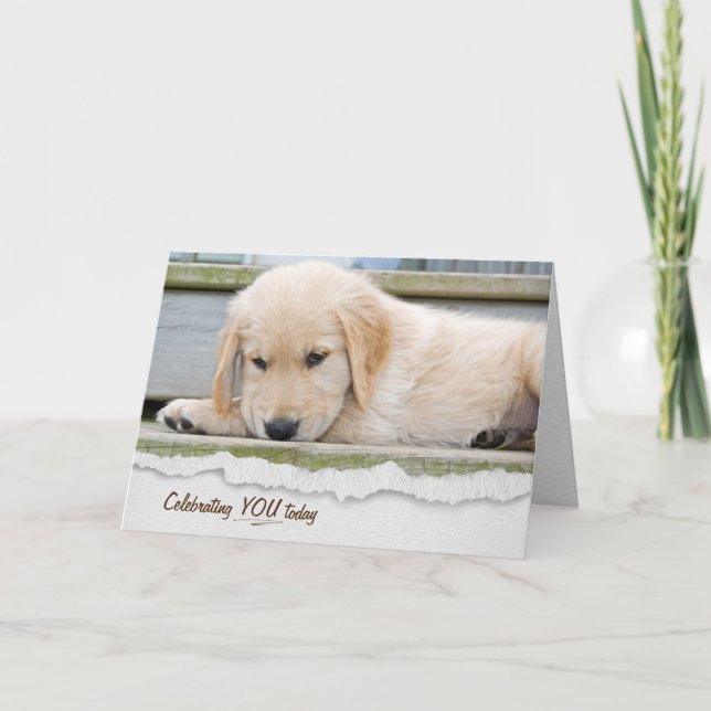 Golden Retriever Puppy Birthday Card (Front)