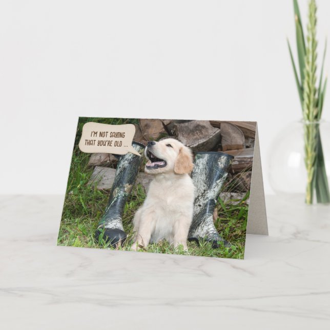 Golden Retriever Puppy Birthday Humour Card (Front)