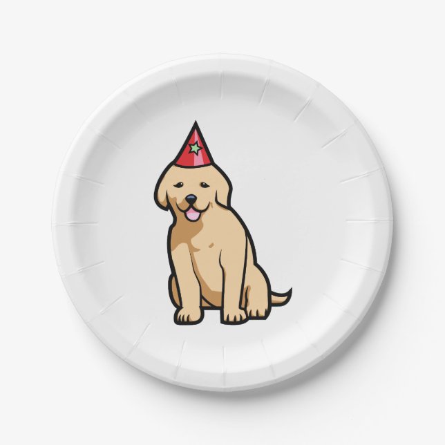 Golden Retriever Puppy Birthday Paper Plate (Front)