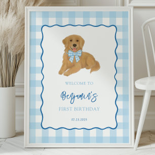 Golden Retriever Puppy Birthday Party Welcome Poster