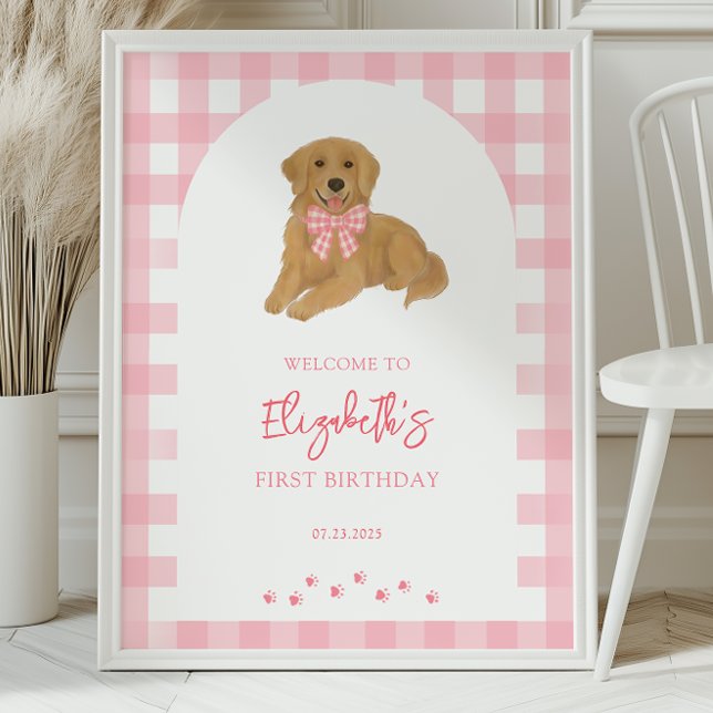 Golden Retriever Puppy Birthday Party Welcome Poster (Creator Uploaded)