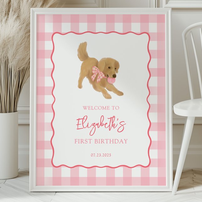 Golden Retriever Puppy Birthday Party Welcome Poster (Creator Uploaded)