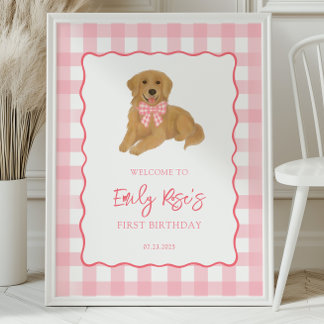 Golden Retriever Puppy Birthday Party Welcome Poster