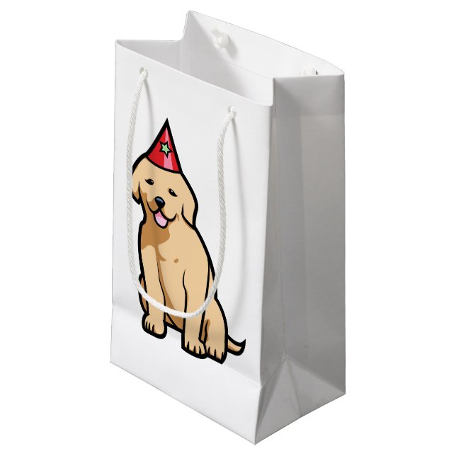 Golden Retriever Puppy Birthday Small Gift Bag (Front Angled)
