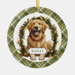 Golden Retriever Puppy Ceramic Circle Ornament