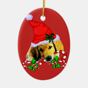 Golden Retriever Puppy Christmas Ceramic Ornament