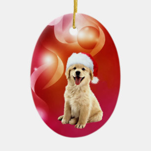 Golden retriever puppy Christmas Ceramic Tree Decoration
