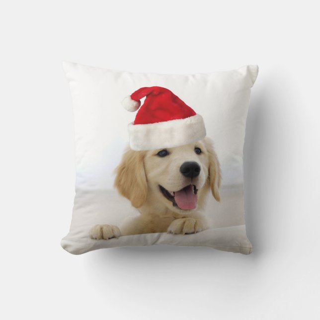 Golden Retriever Puppy Christmas Pillow (Front)