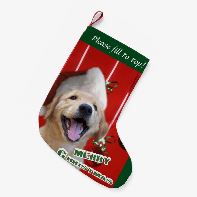 Golden Retriever Puppy Christmas Small Christmas Stocking (Front (Hanging))