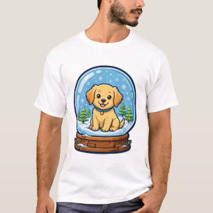 Golden Retriever Puppy Christmas Snow Globe T-Shirt