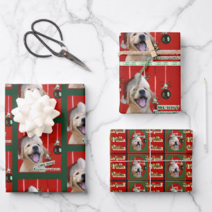 Golden Retriever Puppy Christmas Wrapping Paper Sheet