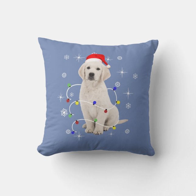 Golden Retriever Puppy Dog Holiday Christmas Cushion (Front)