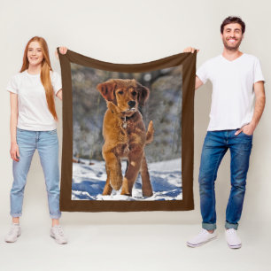 Golden Retriever Puppy Dog in the Snow Fleece Blanket