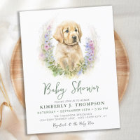 Golden Retriever Puppy Dog Modern Baby Shower