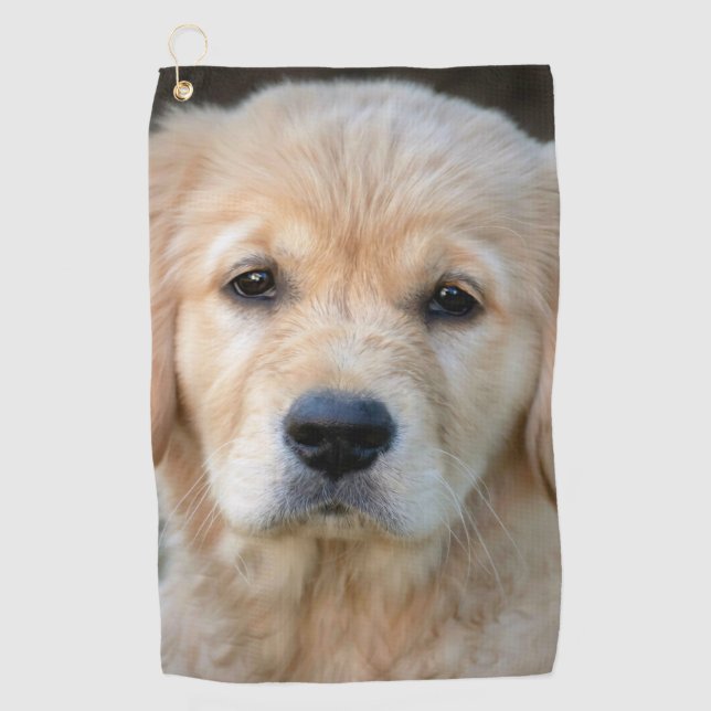 Golden Retriever Puppy Golf Towel (Front)