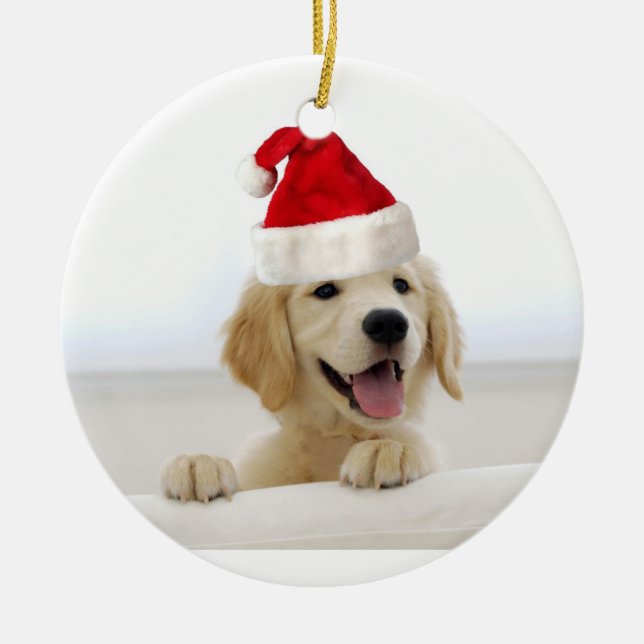 Golden Retriever Puppy Holiday Christmas Ornament (Front)
