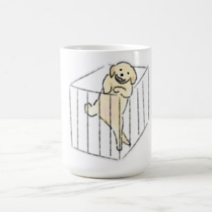 Golden Retriever Puppy In Crate Hand Drawn Coffee Mug