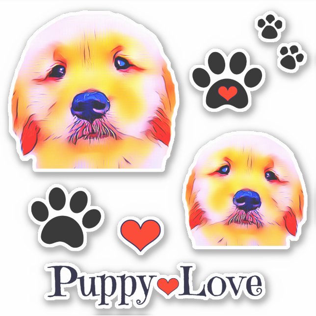Golden Retriever Puppy Love and Pawprints Group (Front)