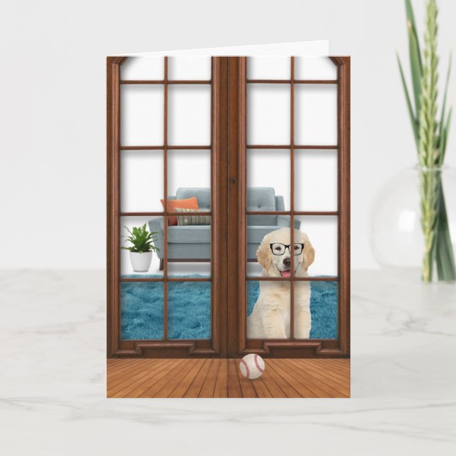 Golden Retriever Puppy Miss You Card (Front)