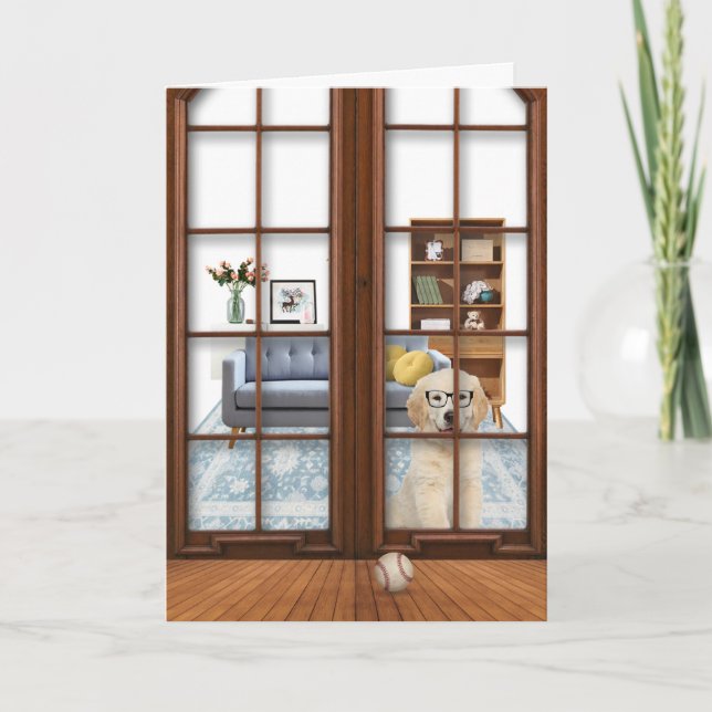 Golden Retriever Puppy Miss You Card (Front)