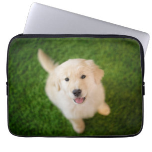 Golden Retriever Puppy on Grass Laptop Sleeve