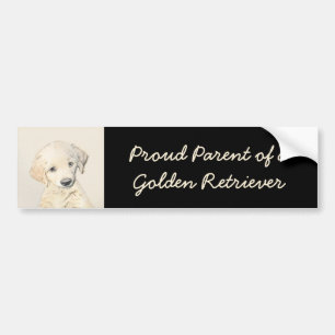 Golden Retriever Puppy Painting - Original Dog Art Bumper Sticker