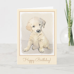 Golden Retriever Puppy Painting - Original Dog Art Card