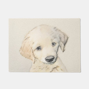 Golden Retriever Puppy Painting - Original Dog Art Doormat