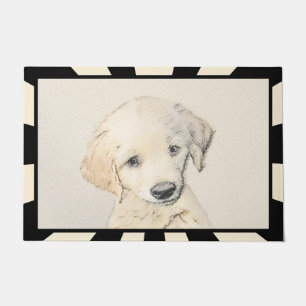 Golden Retriever Puppy Painting - Original Dog Art Doormat